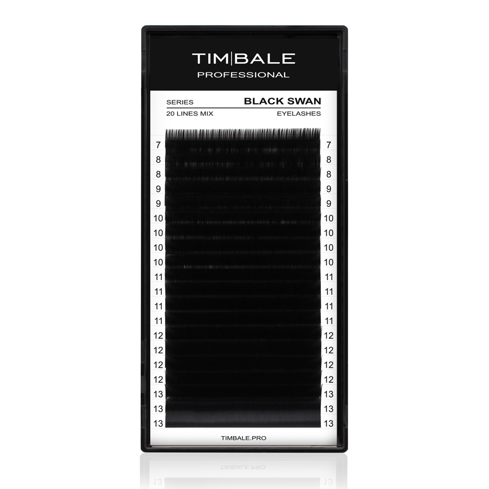 Ресницы чёрные TimBale Black Swan, Микс 20 линий